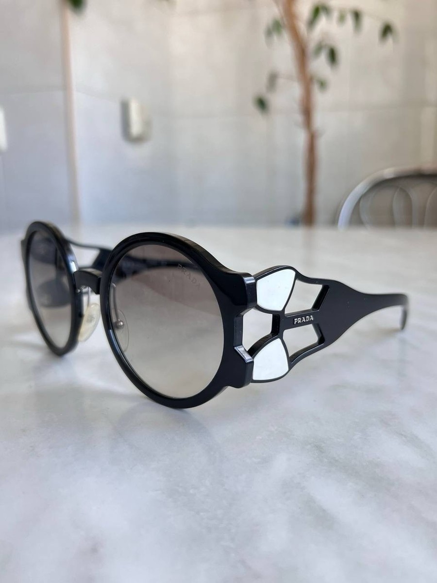 小物 00'S PRADA lic sunglasses Prada SPR 13U Black White Sunglasses Italy Avant-garde Punk Logo