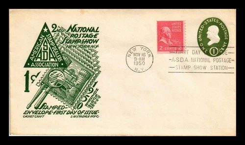 US COVER ONE CENT STAMPED ENVELOPE FDC ASDA STAMP SHOW STAEHLE CACHET CRAFT