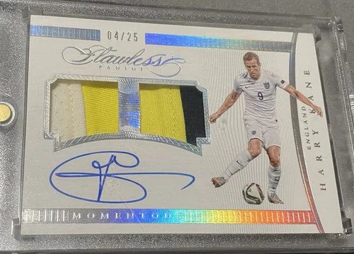 2015-16 Panini Flawless Harry Kane On Card Auto Game Used Match Worn Patch 4/25