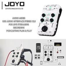 JOYO Audio Mixer USB Audio Interface Stereo XLR 48V Phantom Power Mixer for Live