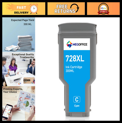 High Yield 728 Ink Cartridges 300ml Cyan | Compatible for T830 T730 Plotter Prin