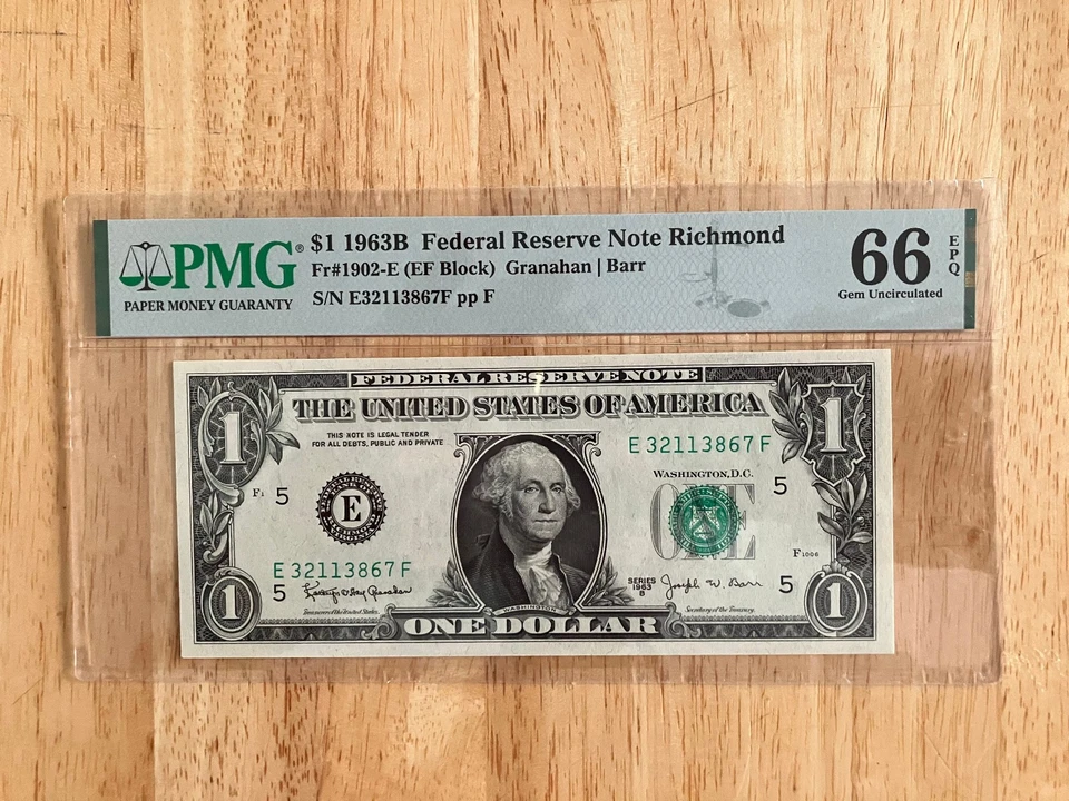 1963B Complete $1 Federal Reserve Barr Note Set (5 Fed. Res. Banks) PMG 66 EPQ - Image 4 of 4