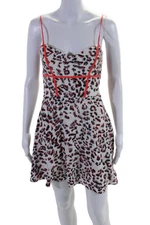 Parker Womens Silk Strapless Lined Animal Printed Skater Dress White Size S