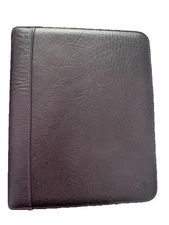 VTG Franklin Covey Burgundy Genuine  Leather  Classic Planner 7-ring Zip Binder