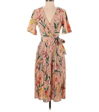 Pretty Little Thing, Plated Floral Midi Dress size 8