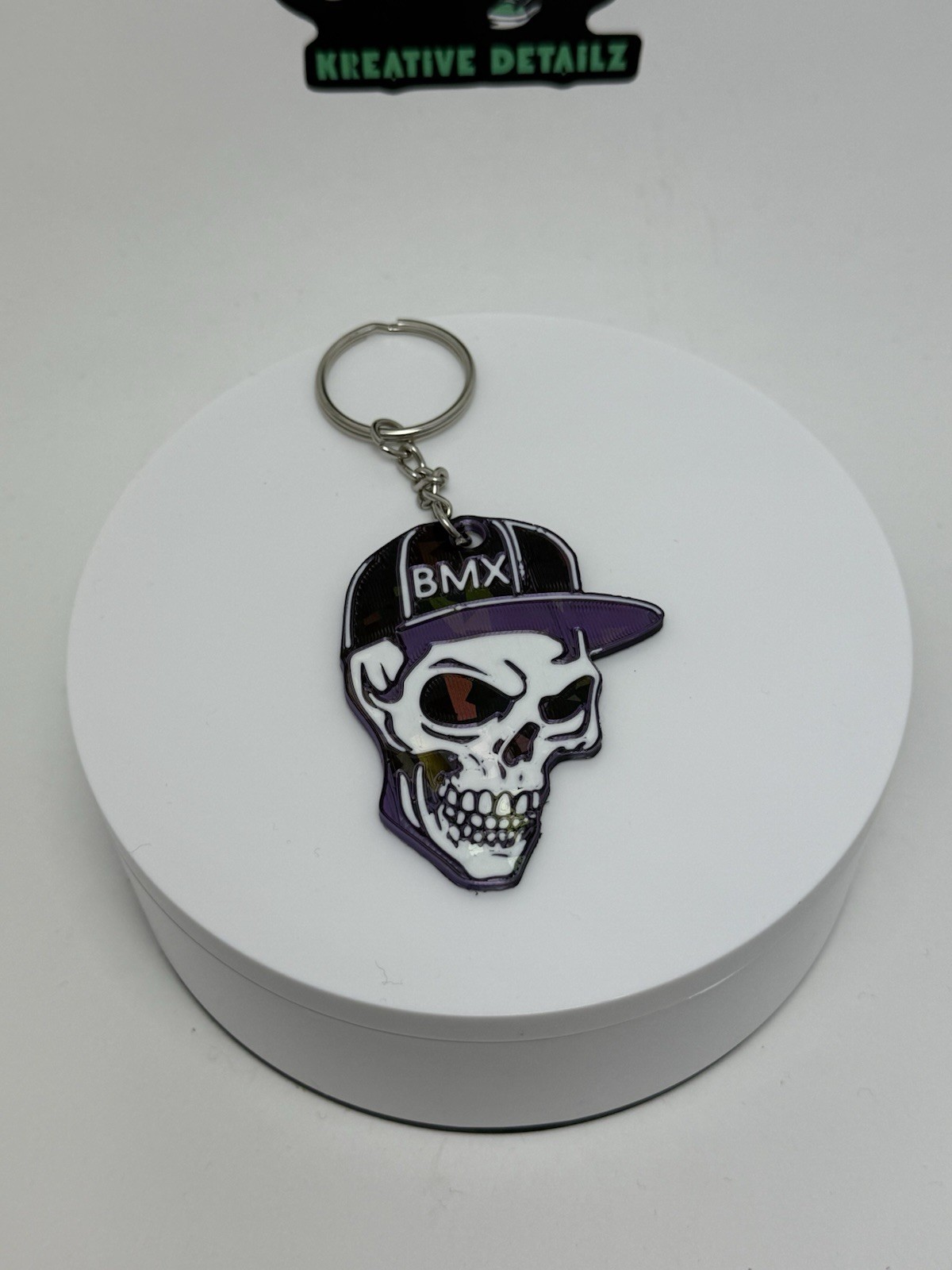BMX Skull Keychain Black/Purple