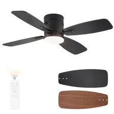 42 inch Ceiling Fans with Lights and Remote Control,Flush Mount Ceiling Fan w...