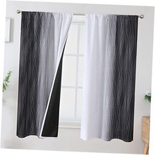 Ombre Blackout Curtains 63 42"W x 63"L Pack of 2 Black and Greyish White