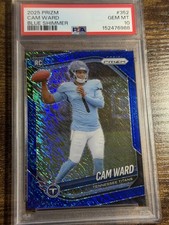 CAM WARD 2025 Panini Prizm #352 Rookie Blue Shimmer Prizm /35 PSA 10