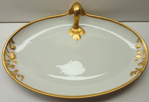 Antique Limoges Porcelain Card Tray with Heavy Gold Trim - Picture 1 of 6