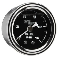 Glowshift Liquid Filled 15 Psi Mechanical Fuel Pressure Gauge Black Dial 1-12