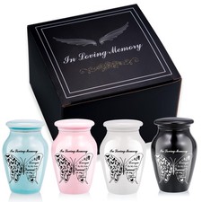 Small Keepsake Urns for Human Ashes - Set of 4 - Mini Funeral Urn Butterfly Crem