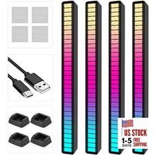  RGB Rechargeable Sound Control Light, Voice-Activated Pickup Music 4Pack-Black