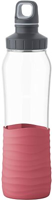 Emsa Drink2Go gehärtetem Glas Trinkflasche 0,7 Liter  Korall-Rot 100 % dicht