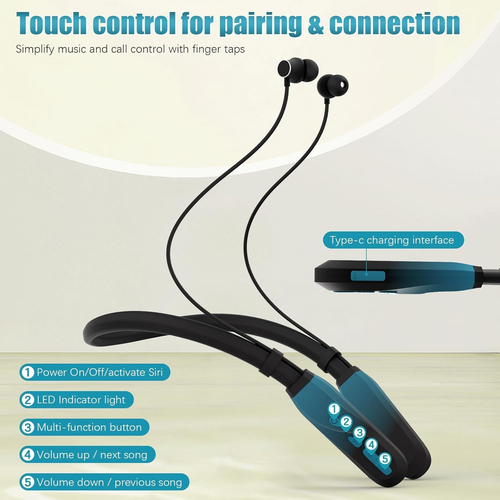 Bluetooth Neckband Headphones, 200H Playtime, Waterproof Earbuds for Sports - 第 4/12 張圖片