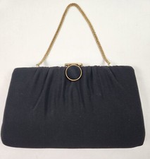 Vintage HL Harry Levine USA Made Evening Bag Purse Black Fabric