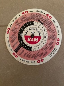 1959 KLM Royal Dutch Airlines World Time Table Indicator Calculator Wheel