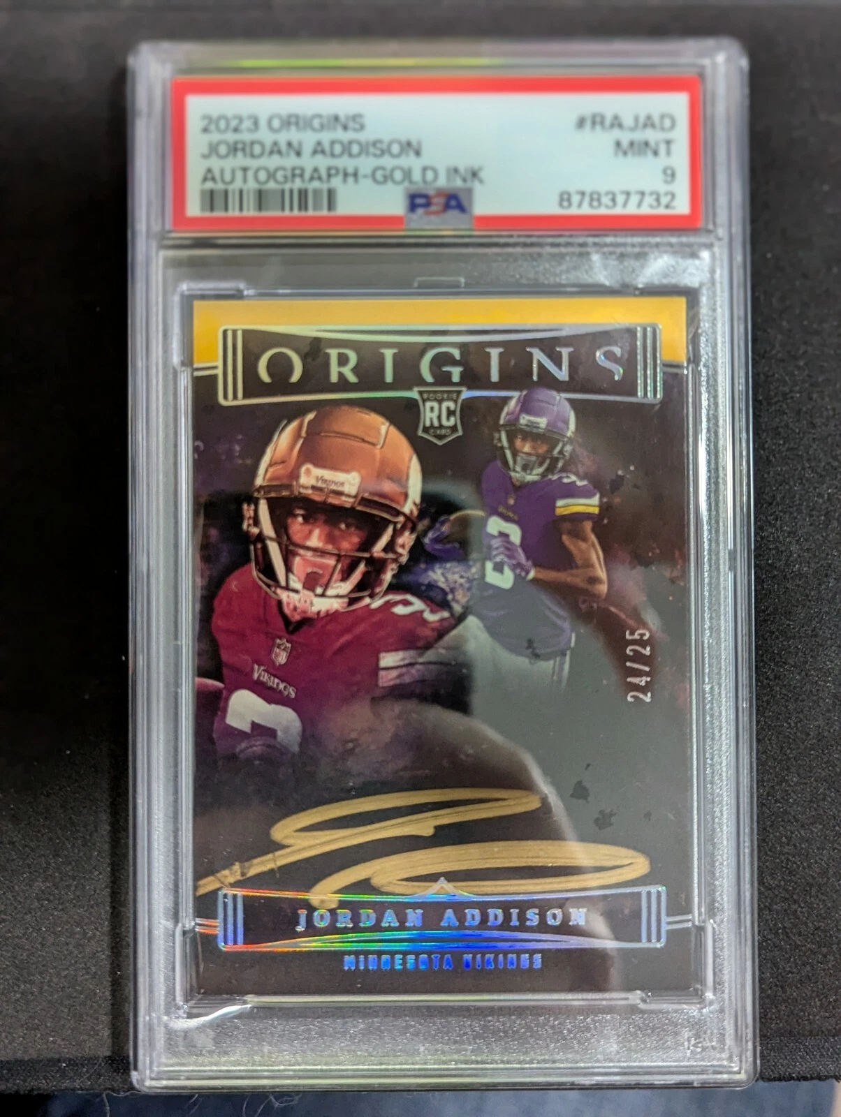 Jordan Addison Panini Origins Origins Autographs #RAJAD Gold Ink