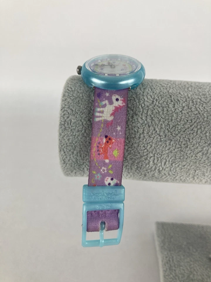 Flik Flak By Swatch 30mm Blue Quartz Watch w/Purple Unicorn Band & Battery - Image 4 of 4