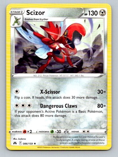 2023 Pokemon Card Crown Zenith Scizor 86/159