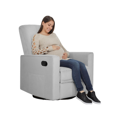 Raleigh Upholstered Plush Seating 360° Swivel Glider Rocking Chair, FSC Certifie