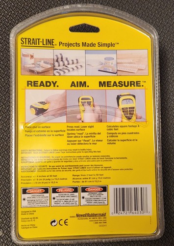 Strait Line Laser Sighted  NIB Tape 50 FeetCalculates Square Footage -- Lot 2087 - Picture 2 of 2