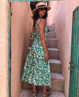 zara green floral print dress