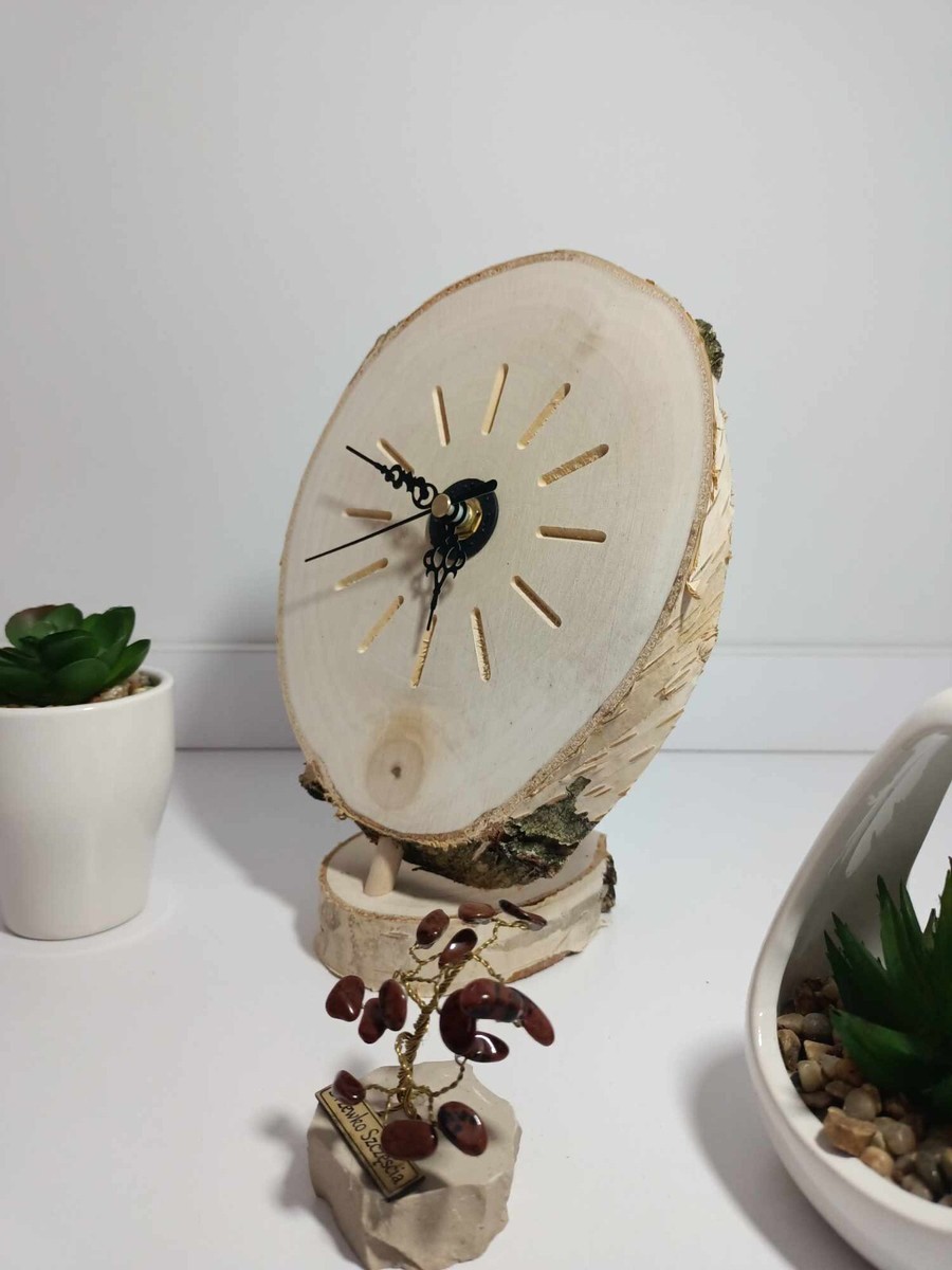 Baumscheibe Uhr Selber Bauen Holz Uhr Tischuhr Aus Birkenholz