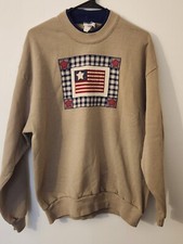 Jerzees 90s Vintage Sweatshirt Quilted American Flag Stitched XL