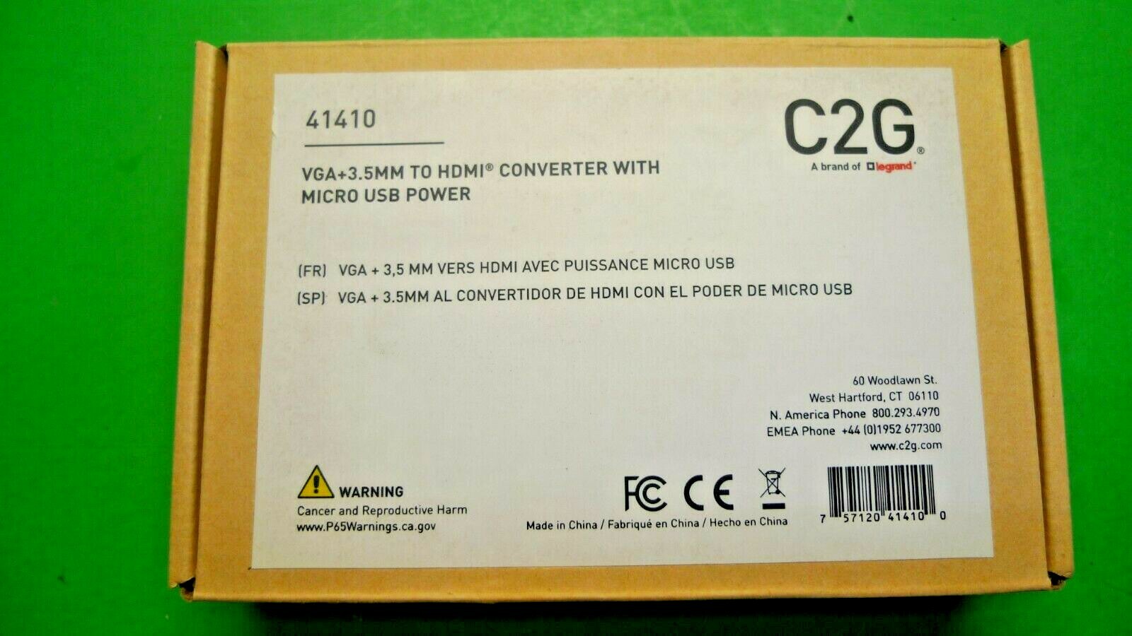 Genuine C2G VGA +3.5MM to HDMI Converter with Micro USB Power 41410