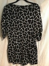 Diane Von Furstenberg Soleil Jumpsuit Size 6 Silk Blend Blac/white NEW