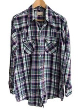 Vintage DEE CEE Authentic Western Wear Cowboy Plaid Pearl Snap Shirt Made in USA