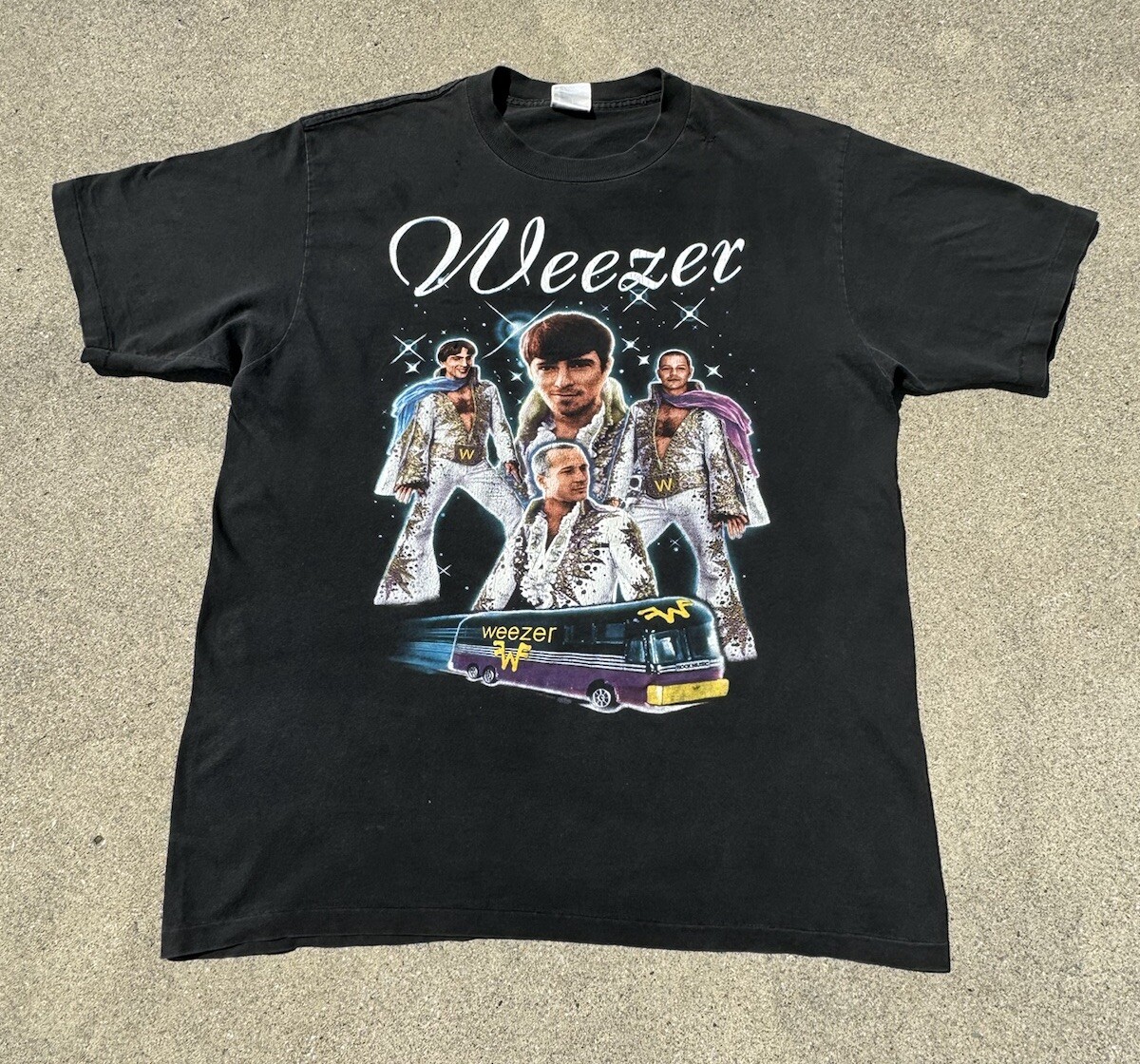 Vintage 90s Weezer Brush Your Teeth & Do Your Homework Disco Bus T 