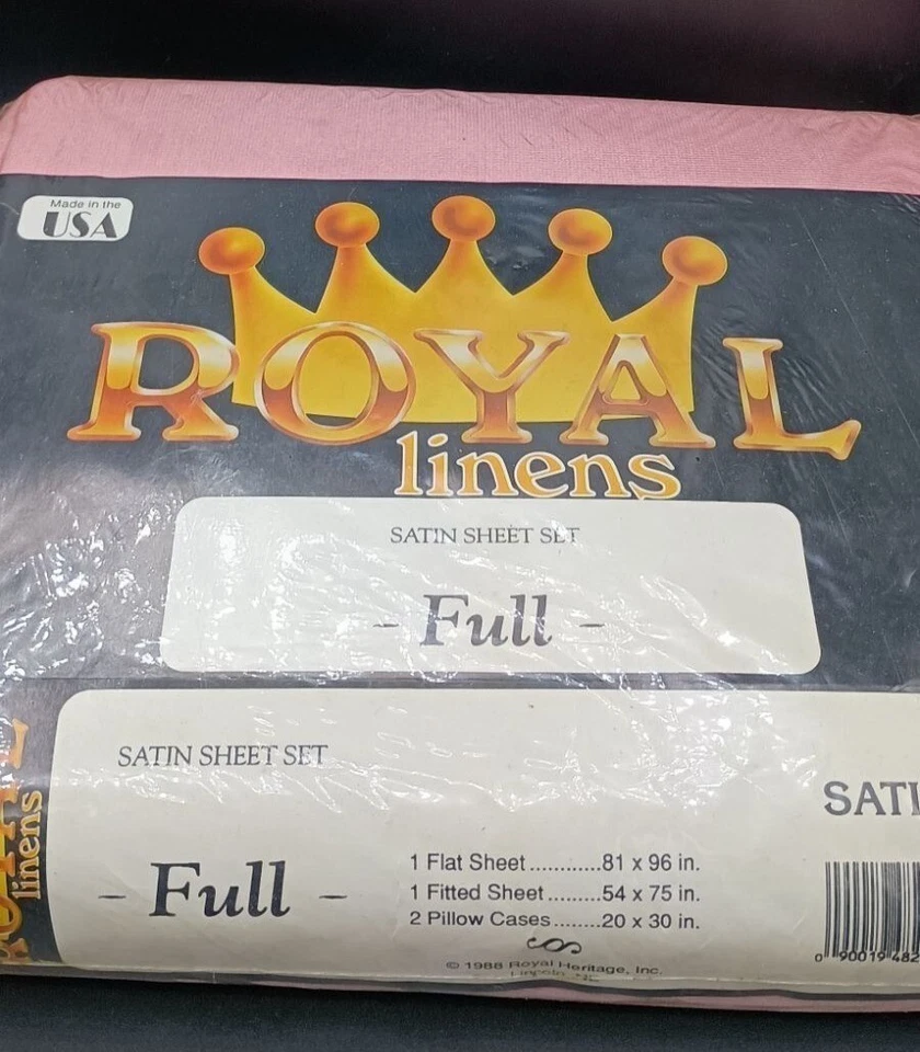 Conjunto de lençóis de cetim vintage Royal Linens tamanho completo rosa amoreira luxo 1988 EUA NOS - Imagem 2 de 4