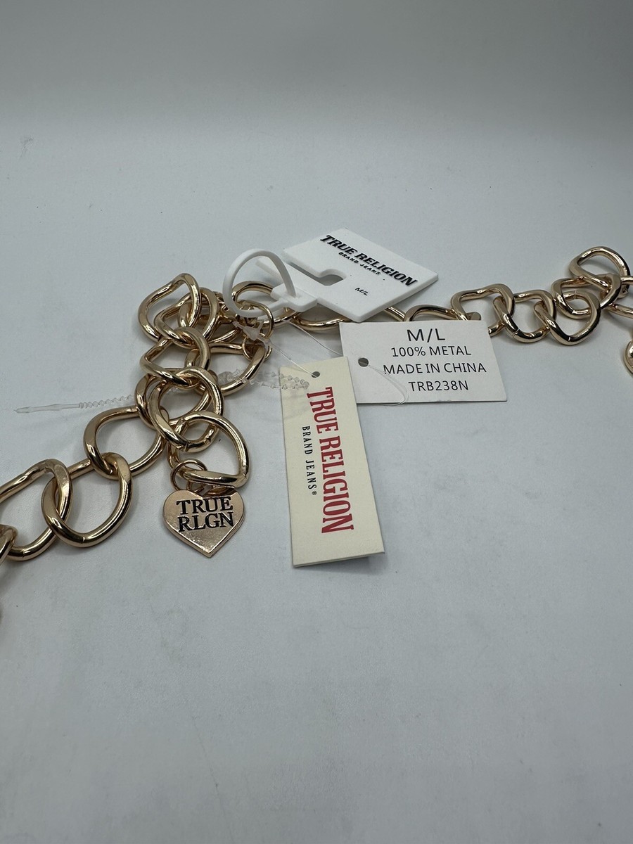 True Religion Rhinestone Horseshoe Chain Belt- Gold NWT Original TRUE RELIGION Rhinestone Horseshoe Chain Belt  main image 4