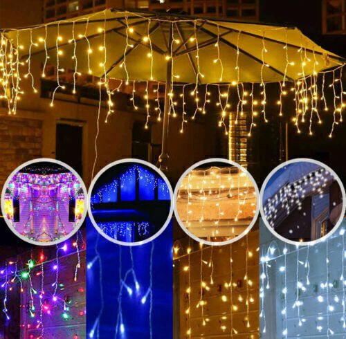 13FT Curtain Icicle Lights Wedding Party LED Fairy Christmas Indoor Outdoor USA
