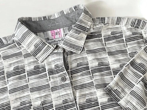 Tommy Bahama Mens Gray Woven Tazmania Tiles Short Sleeve Button Up Shirt Size XL