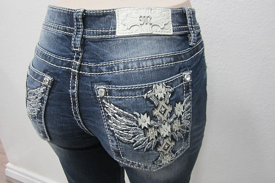 NWT Miss Me Bermuda Shorts Crystal Cross Wing Pockets Style M3106M Size 30 x 12"