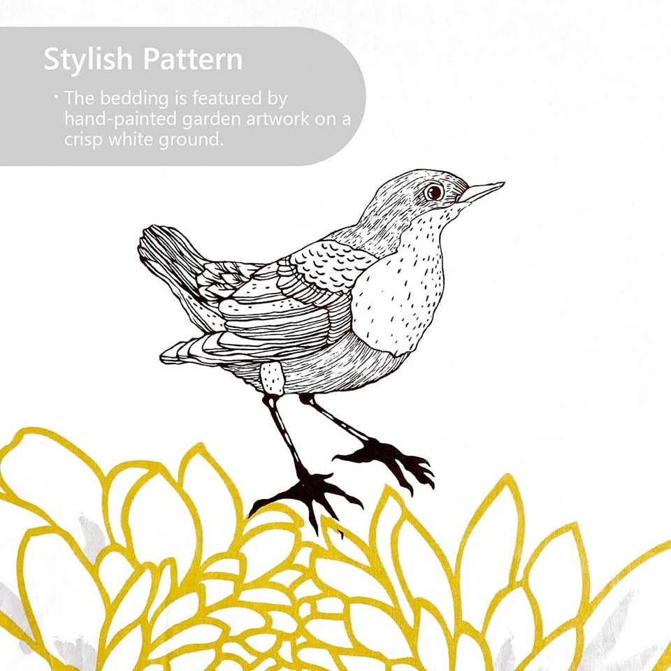 3pc Comforter Set Birdie Floral and Birds Environmental Friendly Queen King - Image 2 of 4