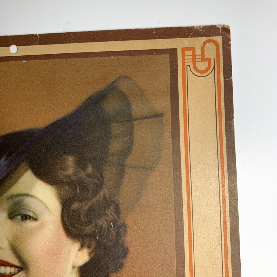 1937 Calendar Chicago Smith Buster Brown Shoes Pin Up Beauty Girl Named