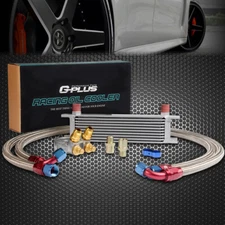 UNIVERSAL FIT FOR 10 ROW AN10 ALUMINUM THERMOSTAT ADAPTOR OIL COOLER KIT SILVER