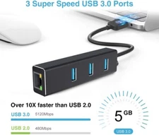 USB 3.0 Hub With Gigabit Ethernet Port Adapter