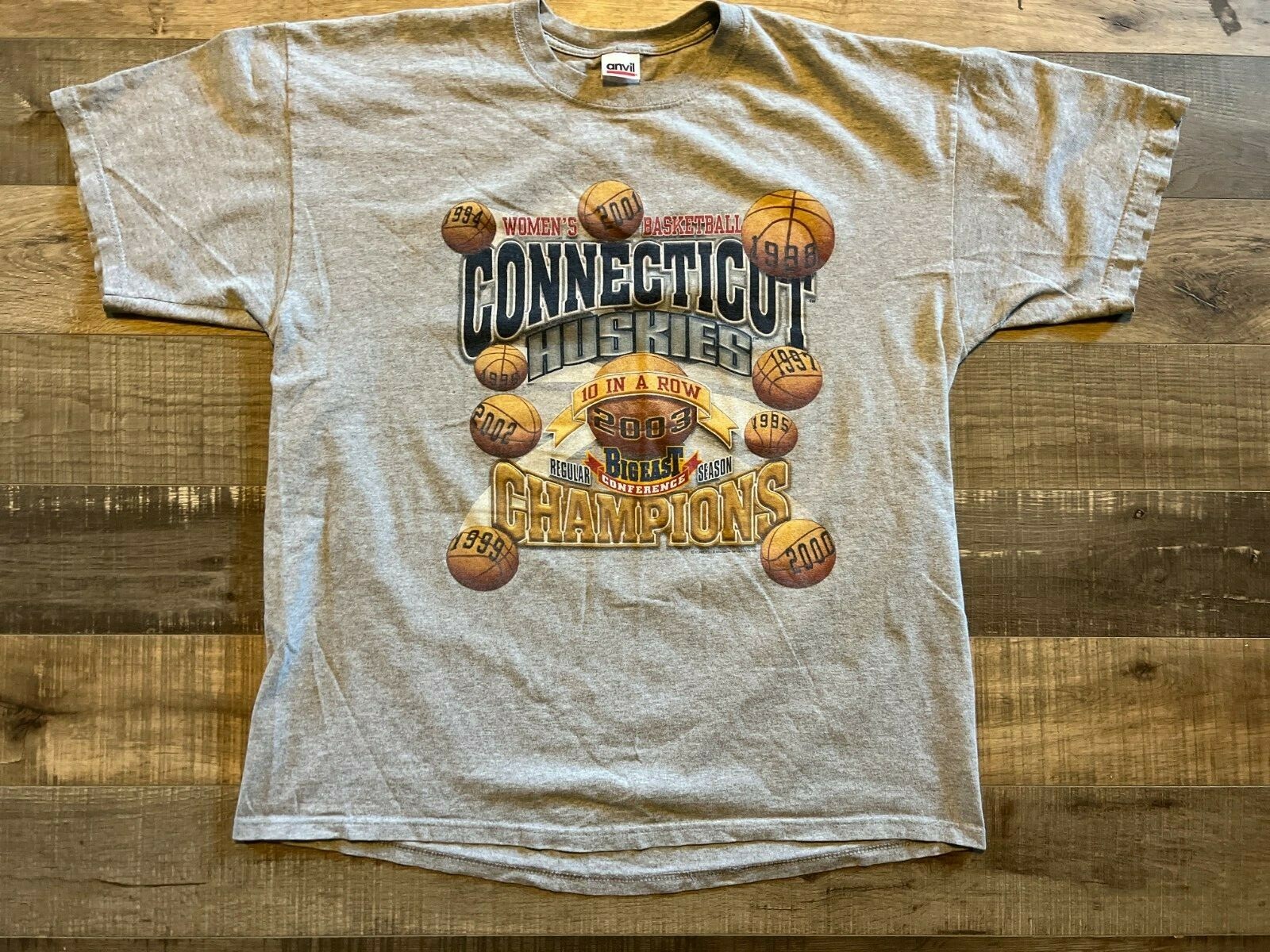 FILA Maglia vintage 2003 UConn 10 in a Row Big East donna campione di basket TAGLIA XL