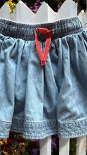 EUC Mini Boden Twirly Skirt Girls 4- 5Y Blue Denim A-Line Liberty Lined Free S/