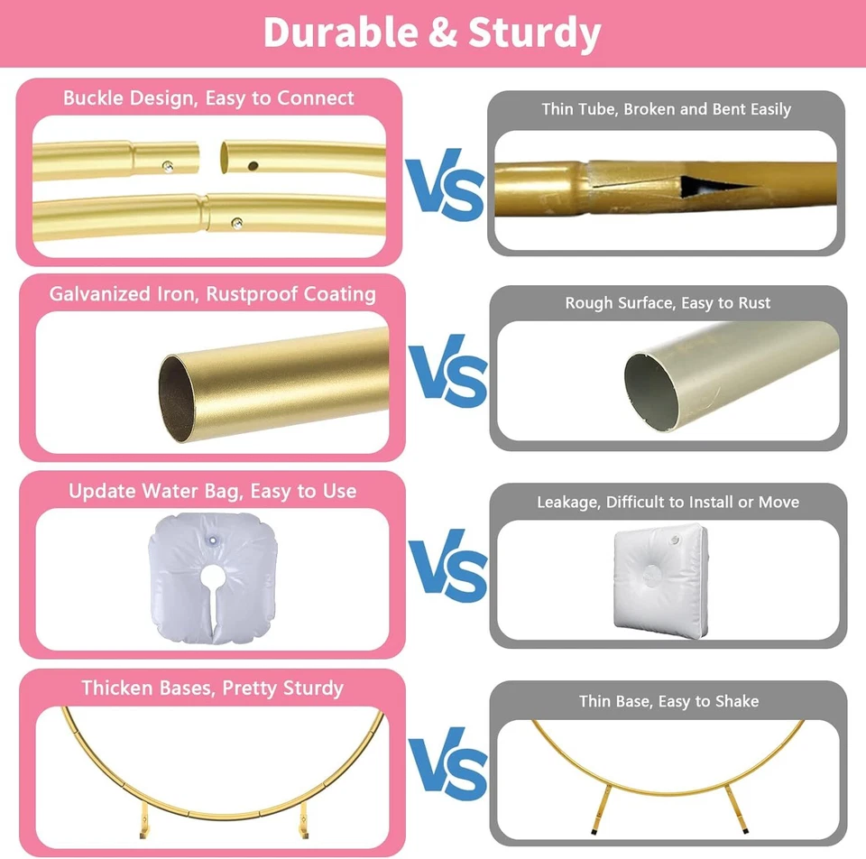 圆形背景架 6.6 英尺 - 金色圆气球拱架,婚礼拱架 — 第 3/4 张图片