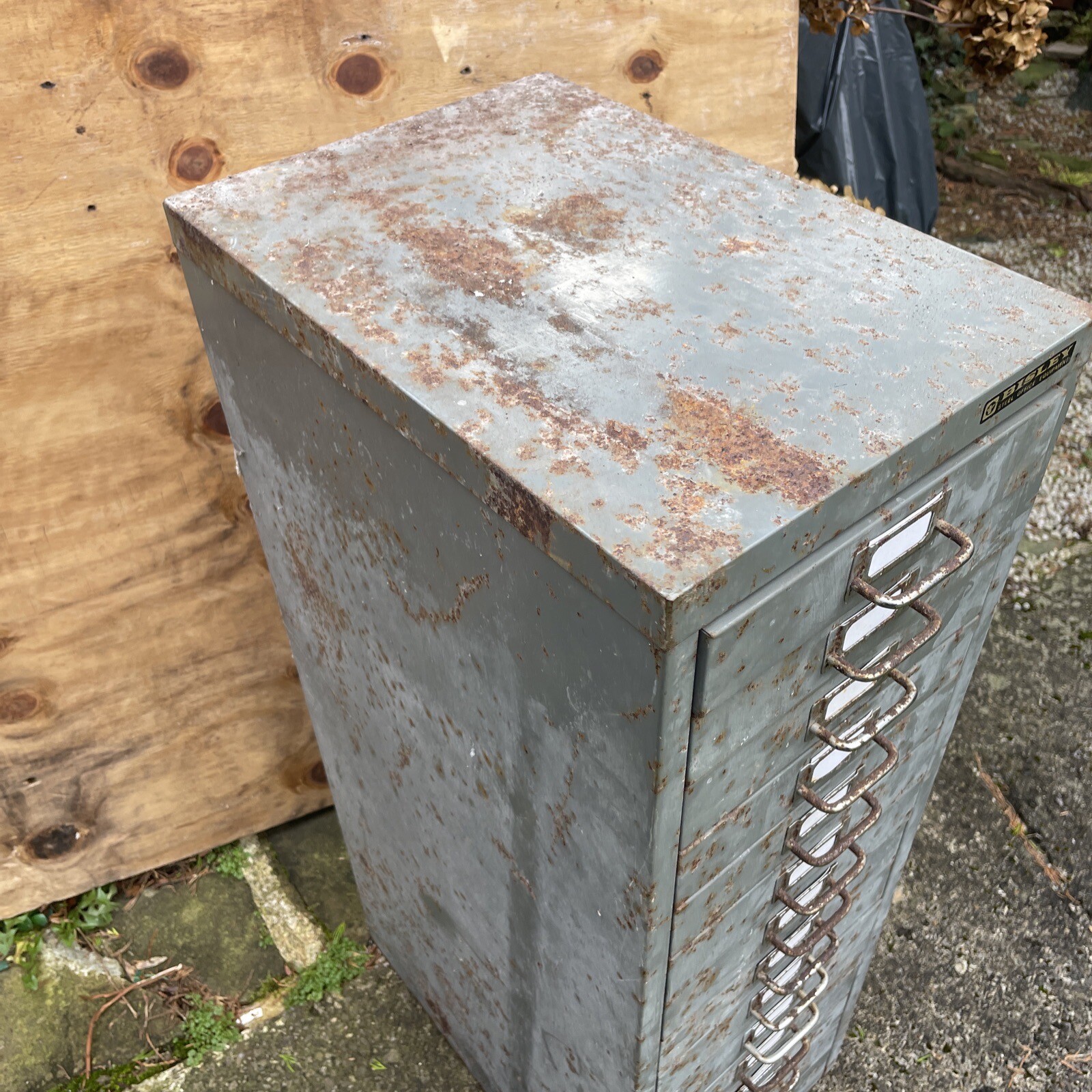 Vintage Bisley Filing Office Retro 15 Drawers Rusty Prop Upcycle Project eBay