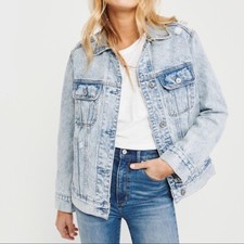 Ln Abercrombie & Fitch Ladies Boyfriend Acid Denim Jacket Small £120