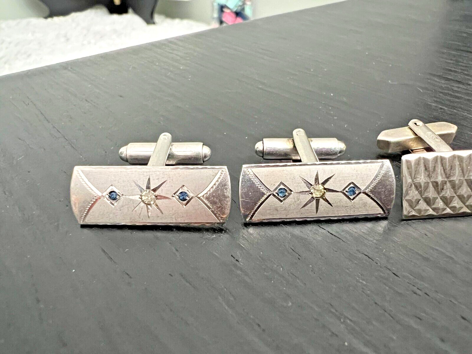 Stunning Sterling Silver Rectangular Cufflinks 1 … - image 3