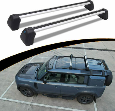 2pcs Cross Bar Fits For Defender 110 4D 2020-2022 Luggage Rail Cargo Bar Silver