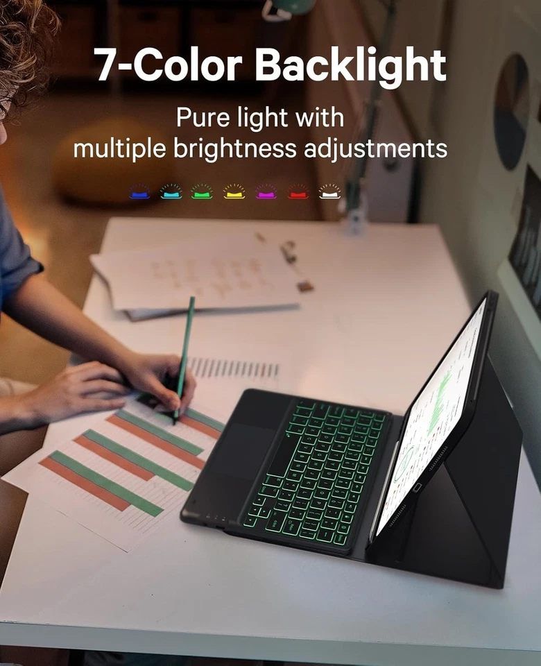 iPad Pro 11" M5/M4 Keyboard Case (2025/24) Detachable, 7-Color Backlit - Image 4 of 4